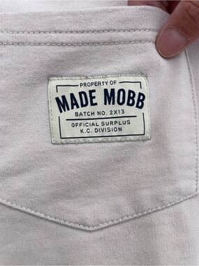 Made Mobb K.C. Streetwear Grunge Long Sleeve Pocket Tee Cream Medium